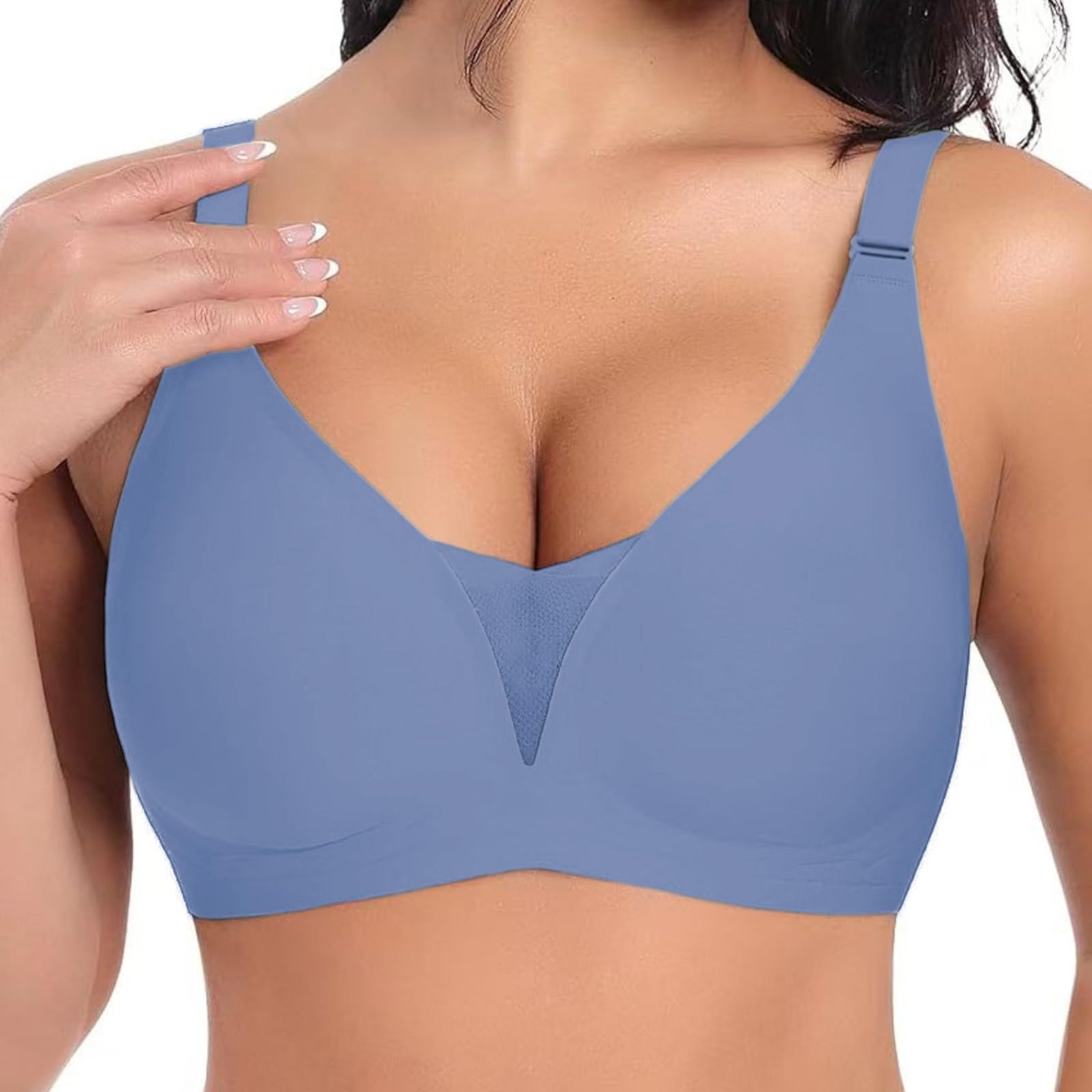 Biustonosze damskie UK Bezprzewodowy biustonosz push-up bez fiszbin podtrzymujący Podnieś Bezszwowe duże piersi Wyściełane Plus Size Sportowy komfort Biustonosze push-up z pełnym pokryciem Minimiser