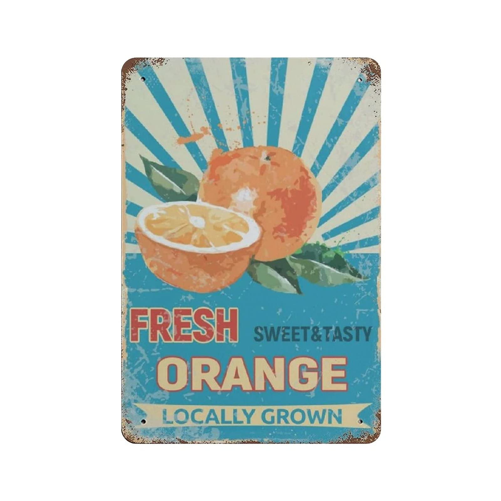 Metal Tin Sign Fresh Orange Sweet Vintage Tin Poster Metal Sign Wall Decoration Country Kitchen Home Garage Decor 12"x8"
