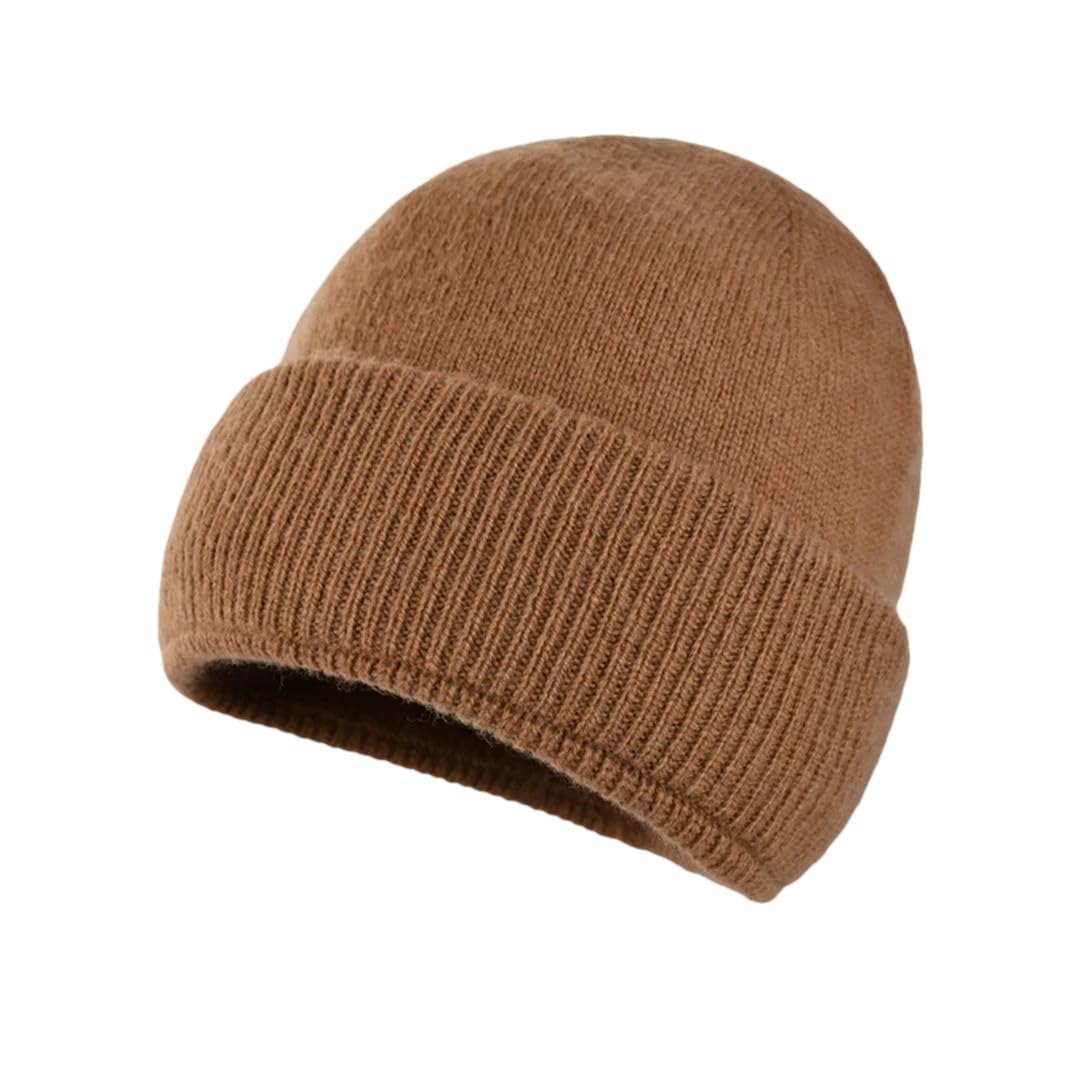 Gorro De Lana Puro Liso Suave Para Mujer, Gorro De Lana Hecho Punto Cálido Para Invierno, Gorro Fino Para El Frío