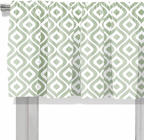 Miniatura 4 de Cenefa de cortina corta opaca con bolsillo para cortinero, diseño geométrico a cuadros, para decoración de cocina, dormitorio, 52 x 18 pulgadas,