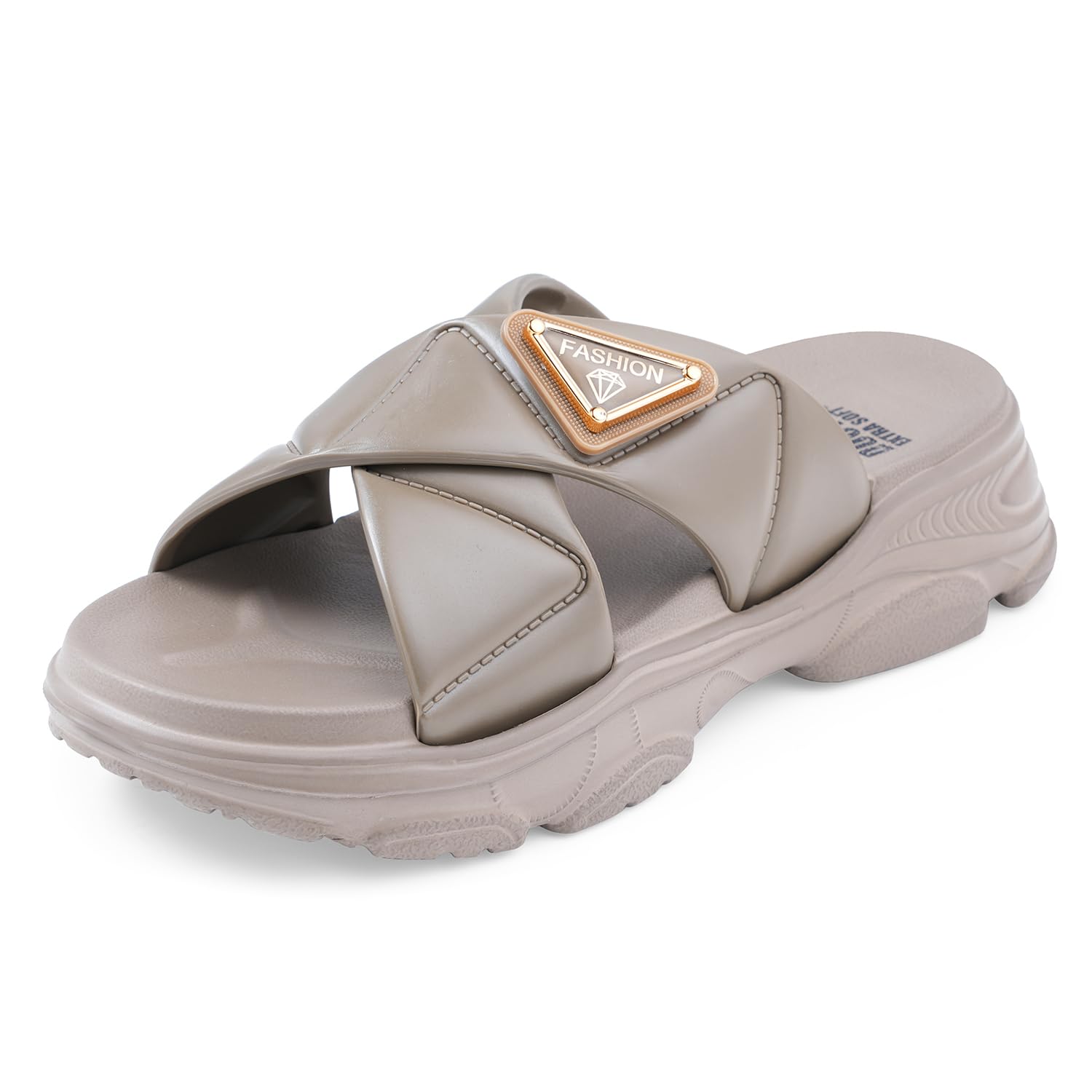 Women's Fashionable Buckle Sliders/Slippers with Cushion FootBed for Adult | Comfortable & Light Weight| Stylish & Anti-Skid| Waterproof & Everyday Flip Flops for Ladies Girls D-521-image-9