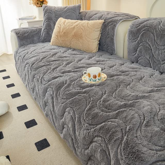 SDNAM Sofa Slipcover Corner 3/2/1/4 Seater Sofa Cover L Shape Couch Cover Velvet Thick Sofa Protector Anti-slip Corner Slipcovers Washable for Sectional Couch (Color : 39#, Size : 90x180cm)