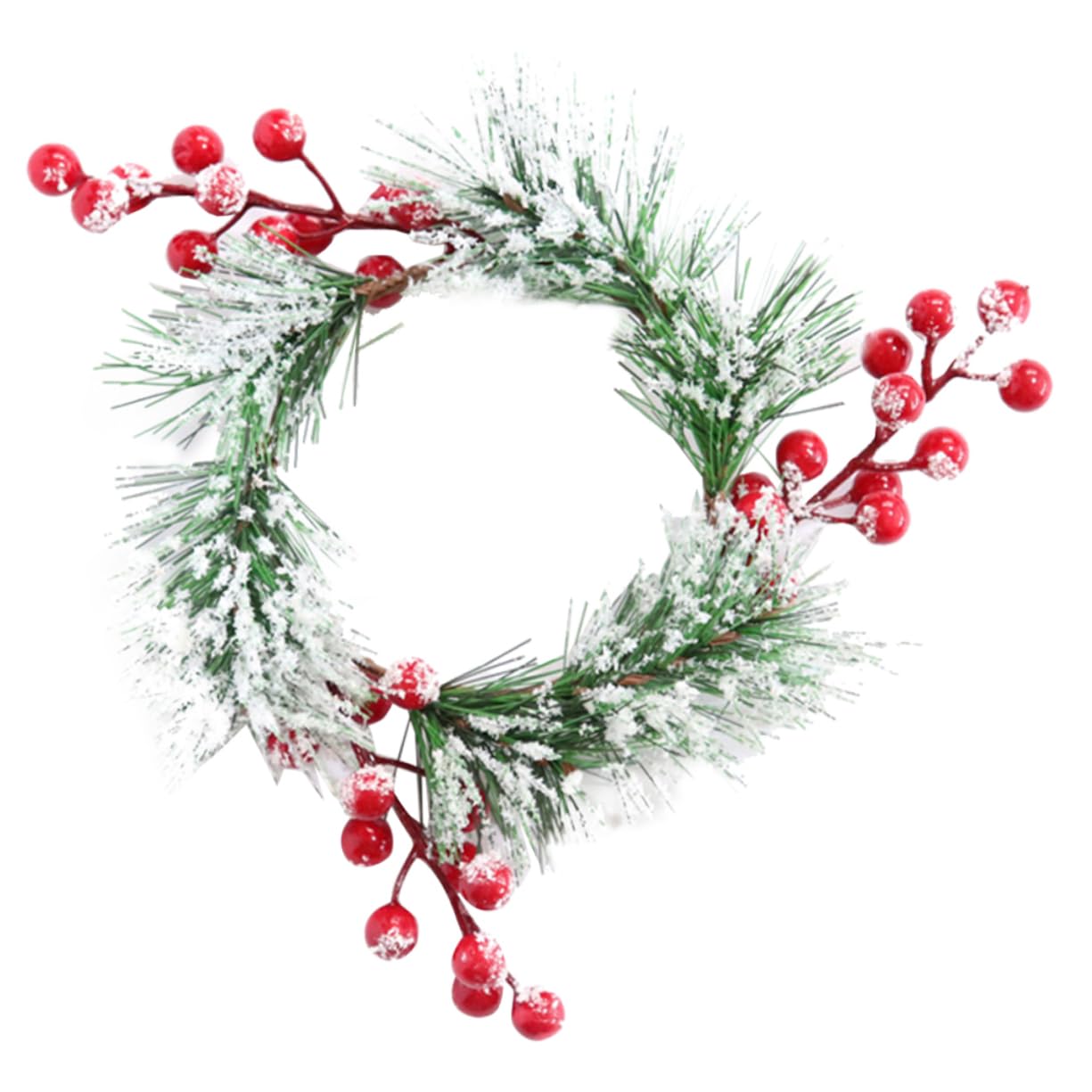 Ciieeo Christmas Candle Rings Artificial Pine and Red Berry Candle Decor for Pillar Candles Christmas Door Decor and Candle Garland Inner Approx Festive Decoration