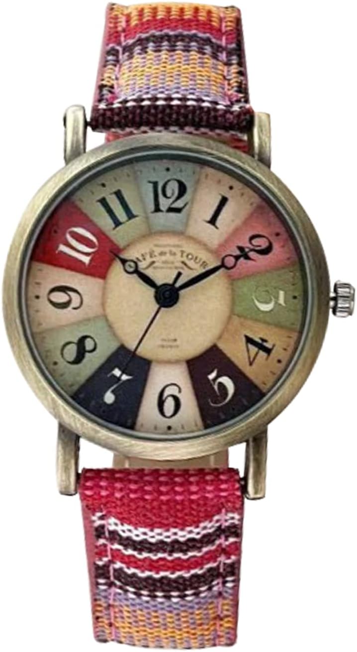Creative Multicolor Watch for Women Woven Strap Fashion Rainbow Pattern Women’s Watch Boho Hippie Watch Casual Style Wonderful Ladies Gift