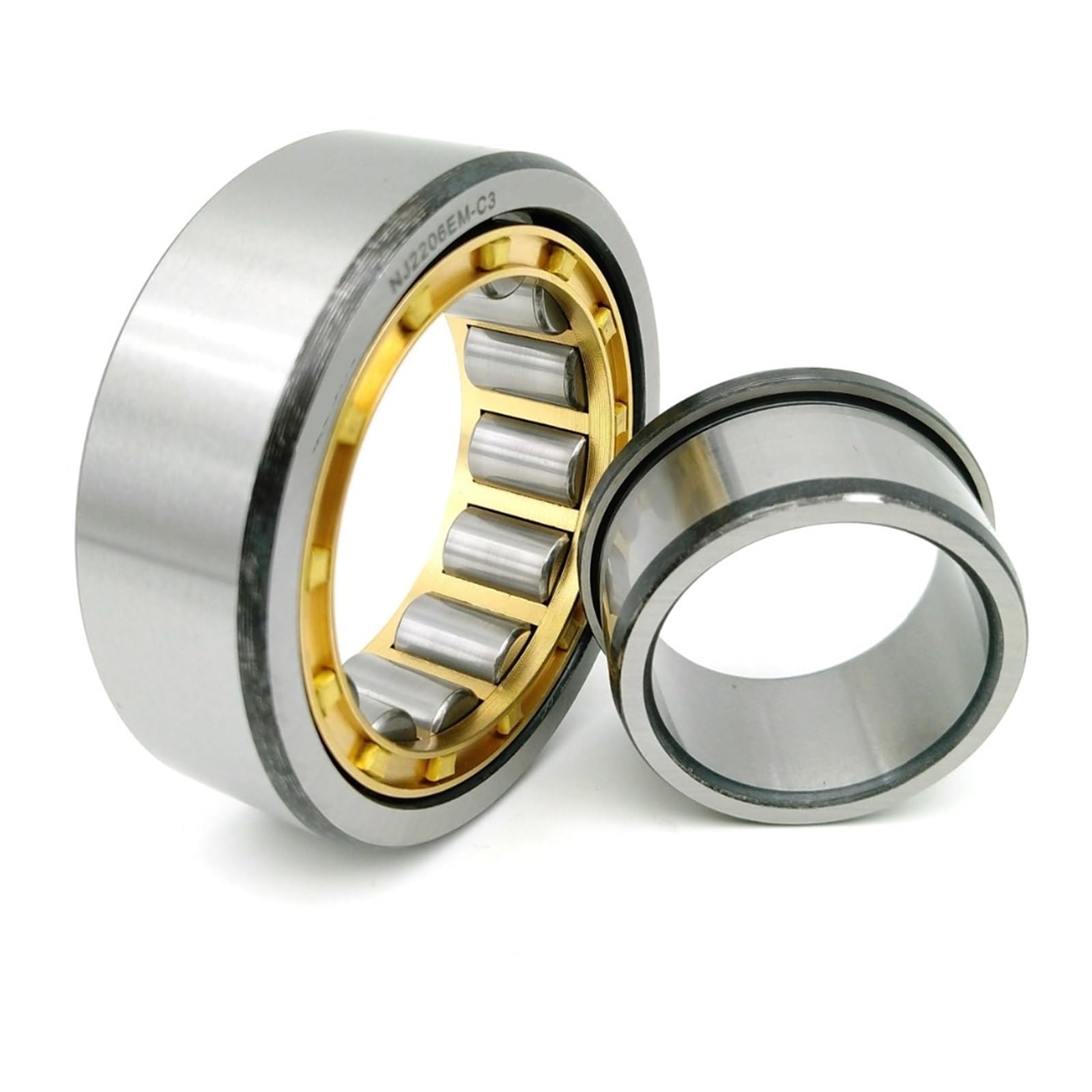 NOBIRTBSA 1 Piece NJ2206EM C3 NJ2206 42506 H 30x62x20 Cylindrical Roller Bearings Single Machined Brass cage