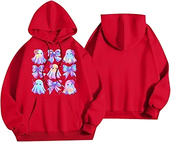 Halloween Hoodies for Women 2025 Fall Fashion Long Sleeve Cute Ghost Graphic Lightweight Hoodie with Pockets