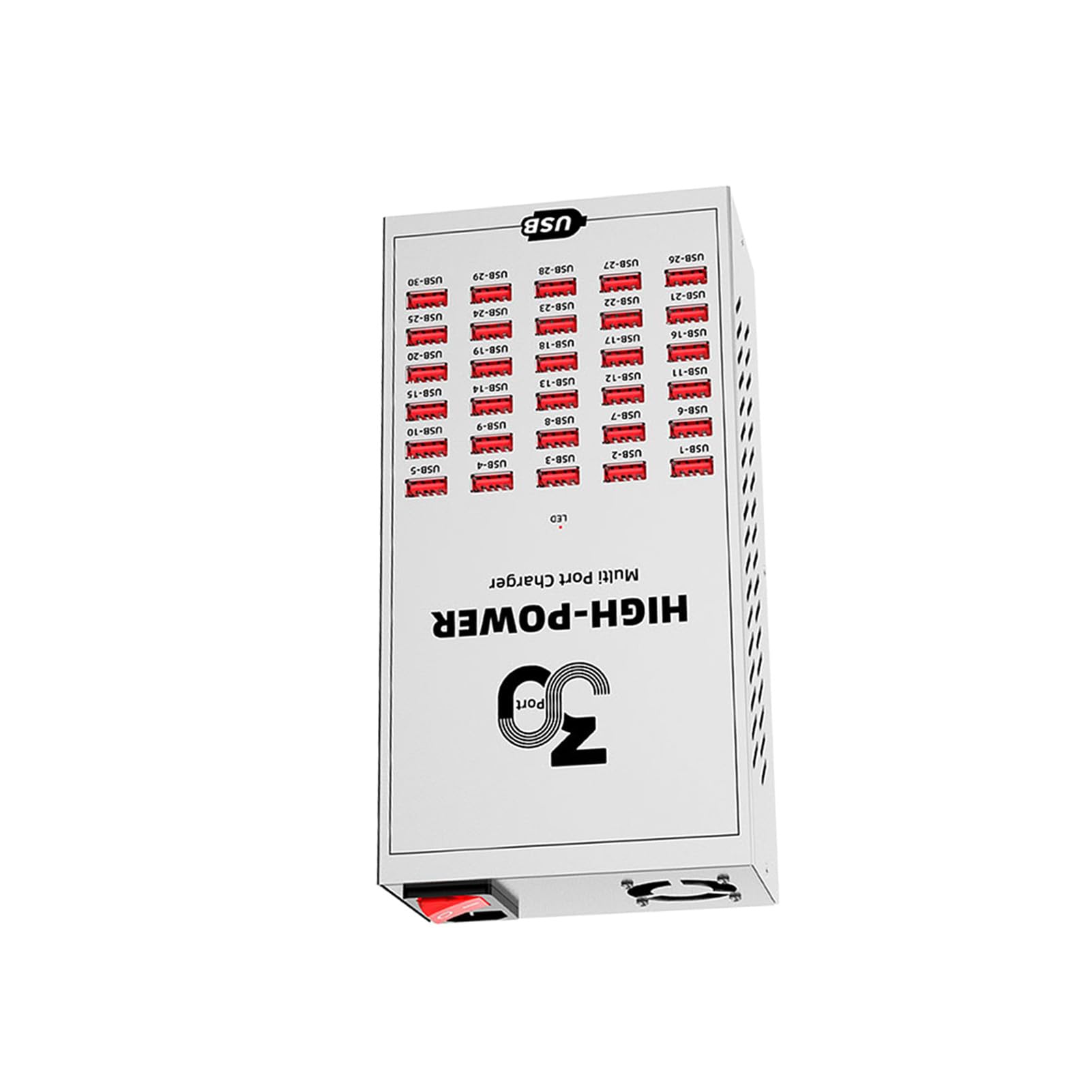 Cryfokt 30-portowa Stacja ładująca USB, Metalowa Obudowa, do Szybkiego Odprowadzania Ciepła z Wielu urządzeń, Stacjonarne Stacje ładujące USB do Biura i Domu (Wtyczka UE 250 V)