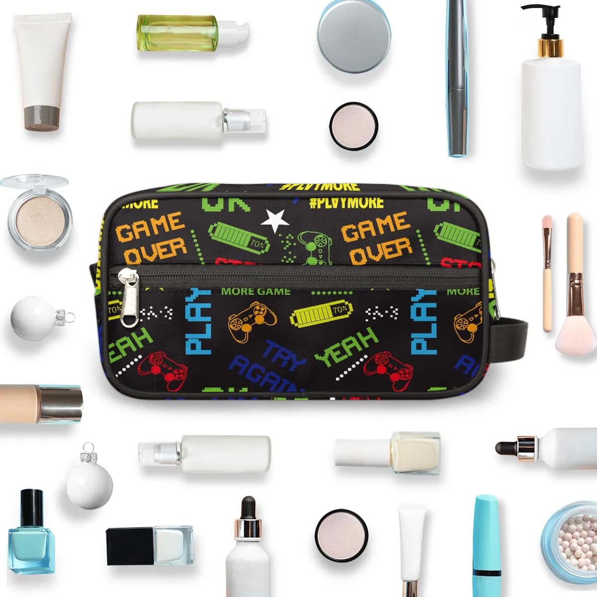 Neceser de viaje para niños y niños, kit impermeable para colgar para hombres, bolsa de afeitado con gran capacidad para viajes, deportes, ducha, Gamepad Gamer, Gamepad Gamer