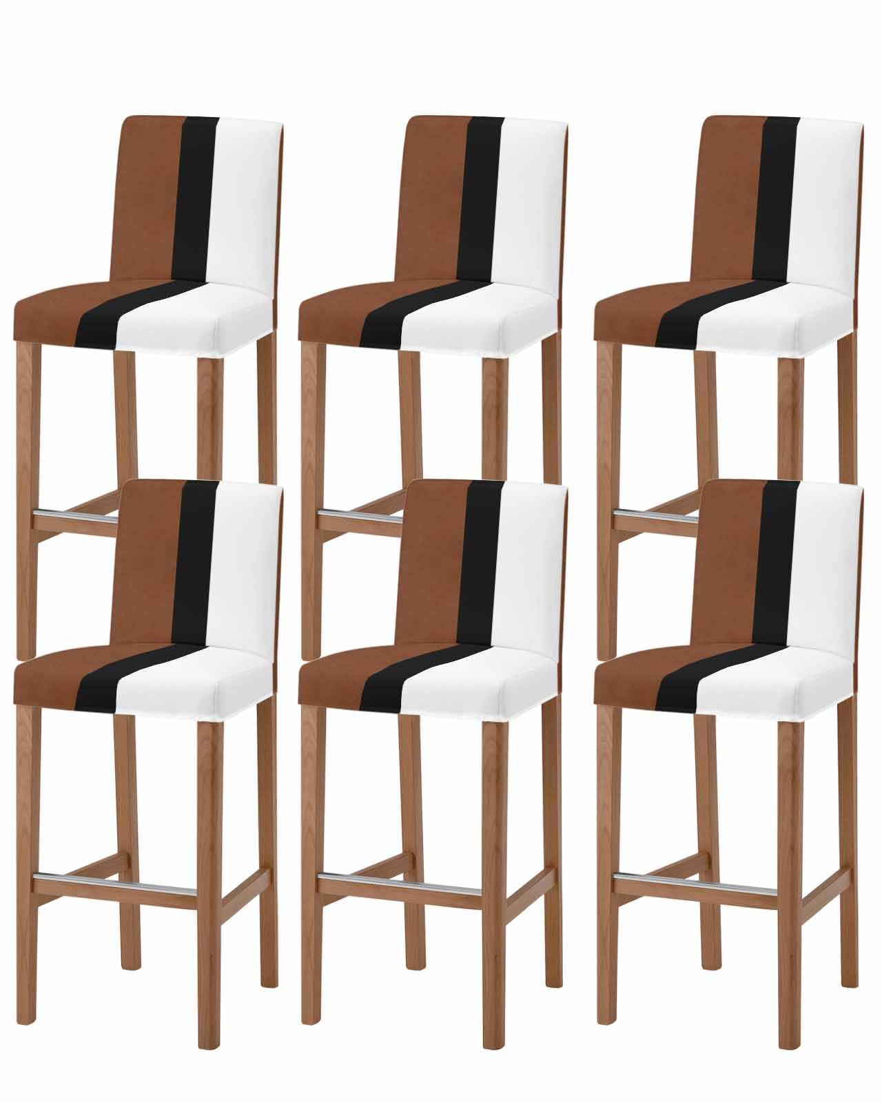 PIEPLE Boho Tribal Stripes Bar Stool Cover Set of 6, Stretch Removable Bar Stool Chair Covers with Backs Pub Counter Stool Chair Slipcover for Dining Room Cafe Brown Black White Geometric Bohemia