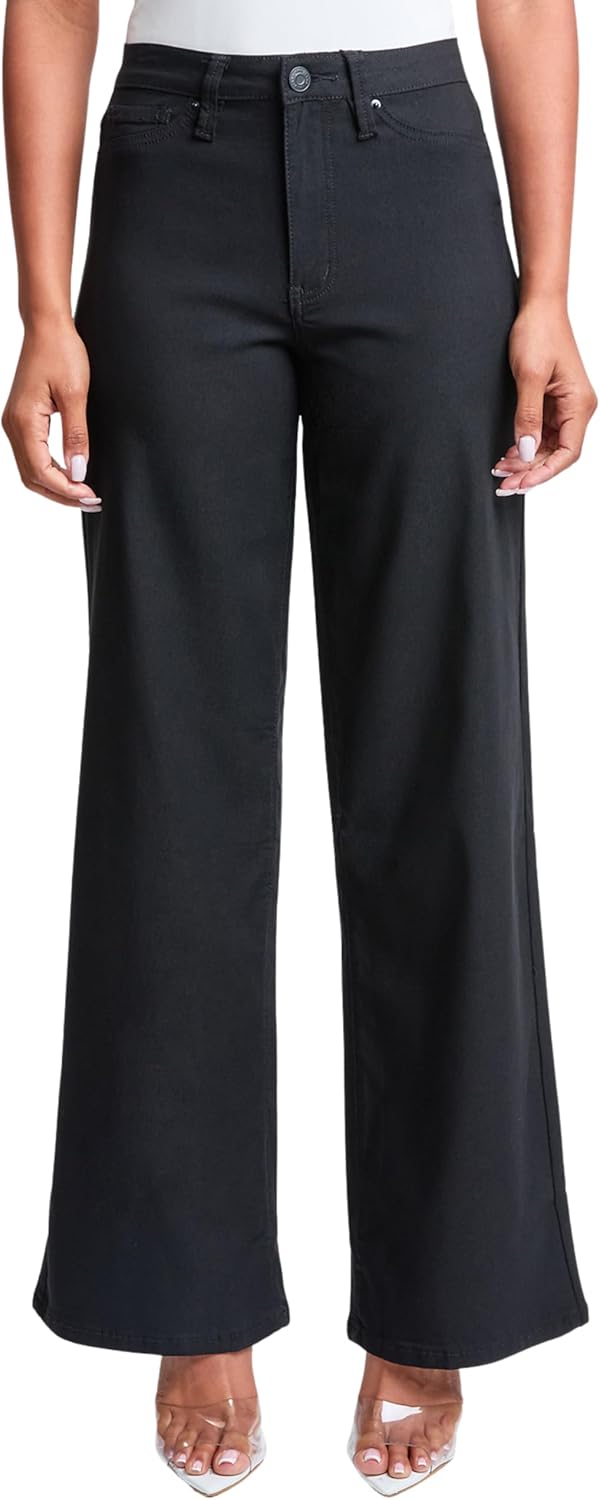 YMI Womens Women's Hyperstretch Forever Color High Rise Wide Leg Pants