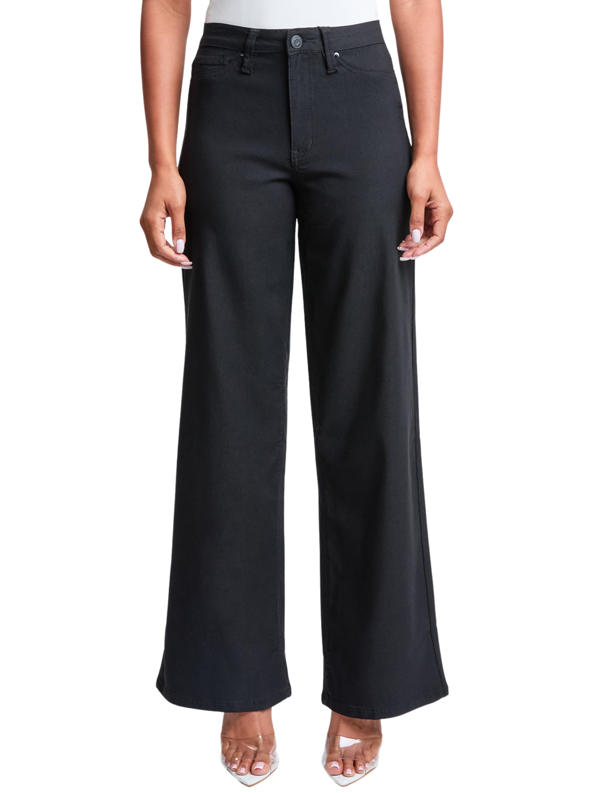 YMI Womens Womens Hyperstretch Forever Color High Rise Wide Leg Pants
