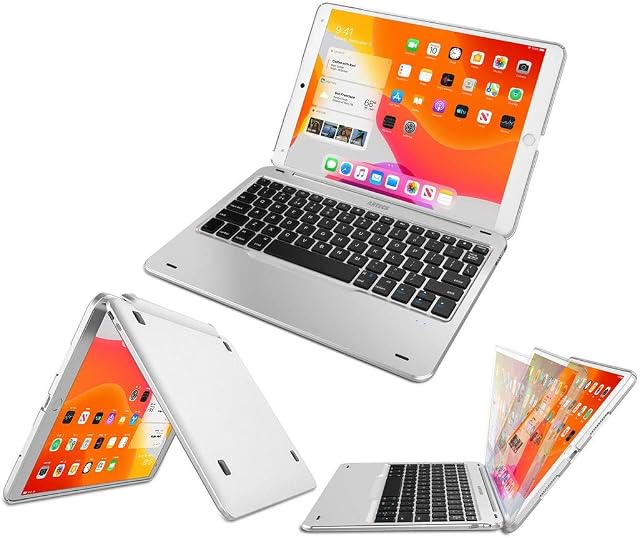 Arteck iPad 9th Gen (10.2-inch, 2021) Keyboard Case, Ultra-Thin Bluetooth Keyboard with Folio Full Protection Case for Apple 10.2-inch iPad 9 (2021) iPad 8 and iPad 7 with 130 Degree Swivel Rotating