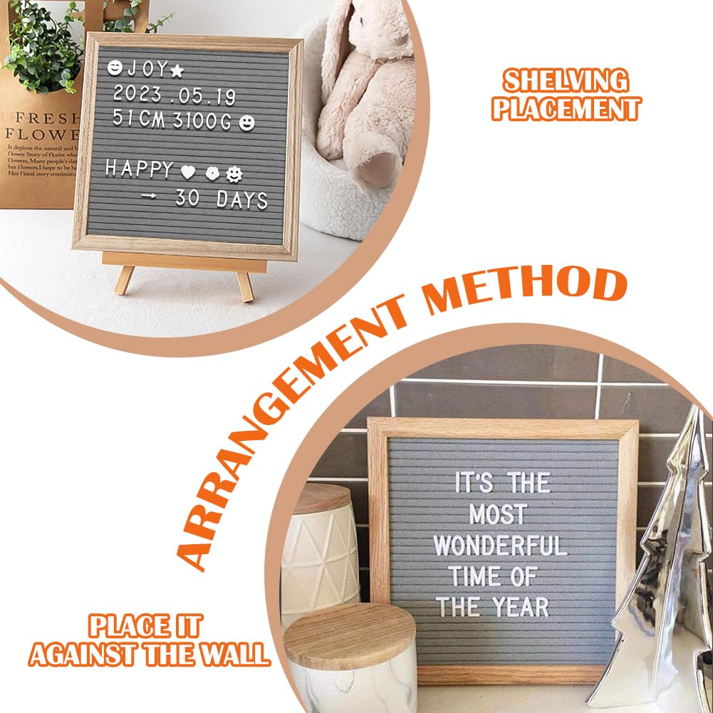 Pizarra de madera de roble con caballete, juego de 340 piezas con letras, bolsa de almacenamiento, tablero de notas para oficina en casa, habitación infantil, cocina, decoración de pared y tabla de