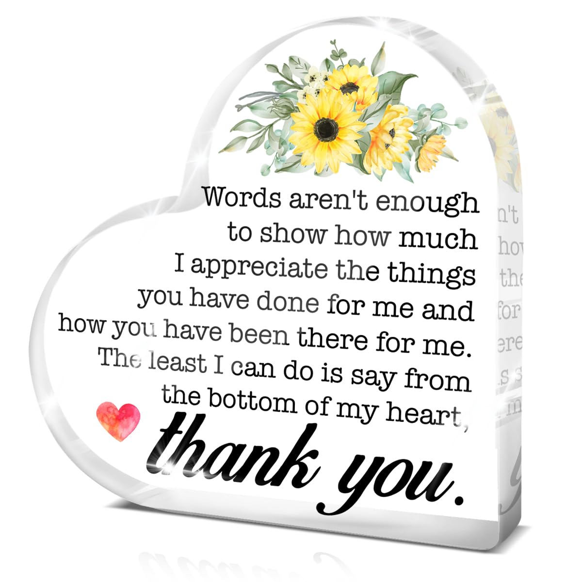 Appreciation Gifts for Women, Thank You Gift for Boss Manager Mom Mentor Teacher Coworker, Birthday Christmas Retirement Gift Ideas, Grateful Acrylic Heart Sign Keepsake Present