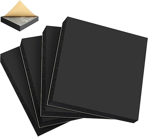 Storystore 4 hojas acolchadas de espuma Hoja de espuma de celda cerrada negra de 4 x 4 x 34 pulgadas con adhesivo, neopreno antideslizante,