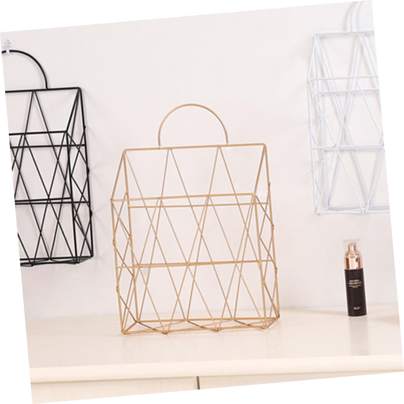 ABOOFAN Iron Shelf Storage Container Wall-mounted Magazine Holder Decorative Bookshelf Organizer Book File Organizer Basket