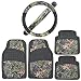 Rubber Car Floor Mats Black - Camo Inlay w/ Comfort Grip Steering Wheel Cover