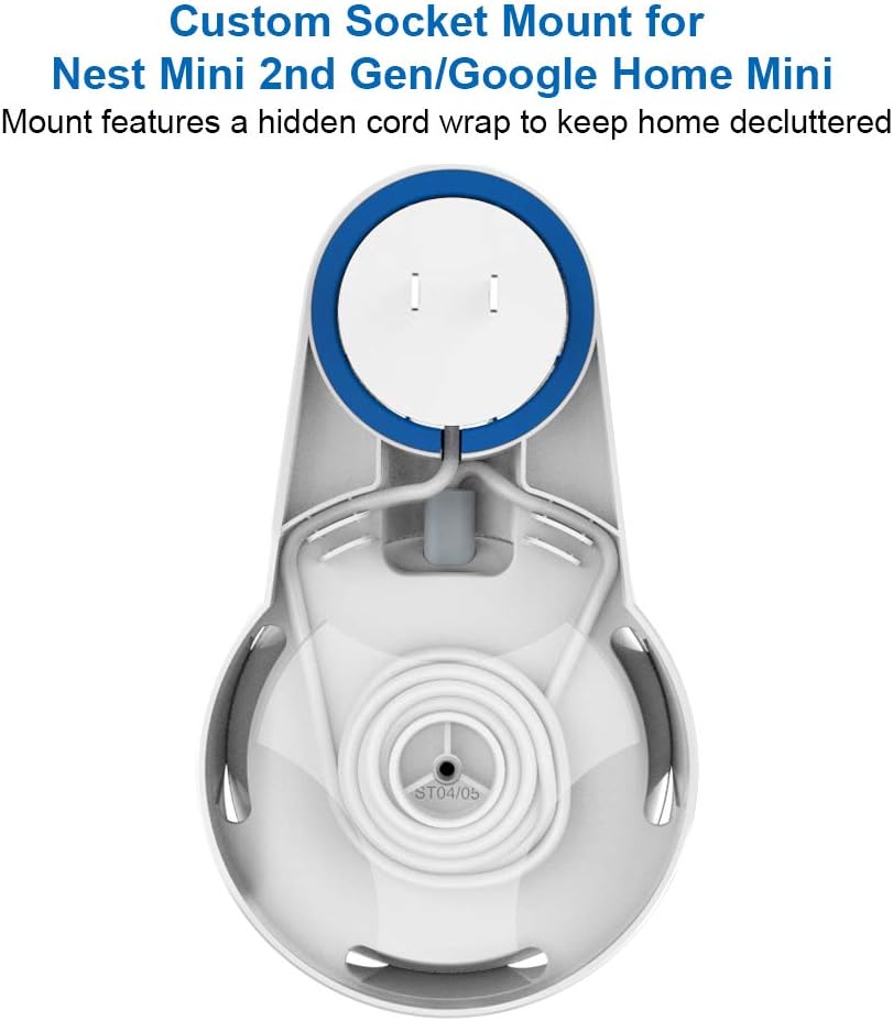 SPORTLINK Wall Mount for Google Nest Mini (2nd Gen), Outlet Hanger Compatible with Google Home Mini (1st Generation), Compact Holder Case Plug Hides The Original Long Cord (3-White)