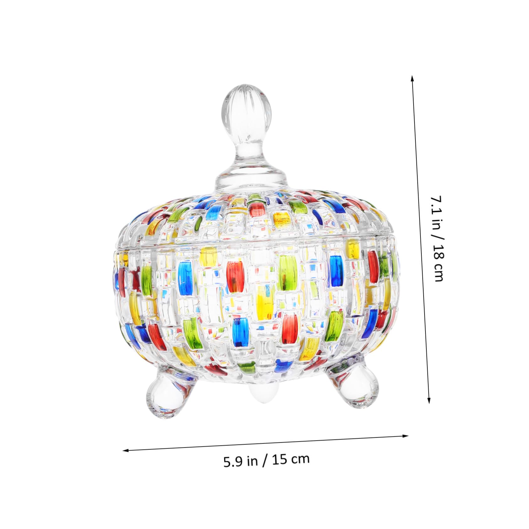 Vintage Candy Dish mit Deckel Farbiges Glas mit Kunstvollem Gewebtem Muster Transparente Süßwaren Schmuckaufbewahrung Vielseitiges Aufbewahrungsglas für Snacks und Teeblätter