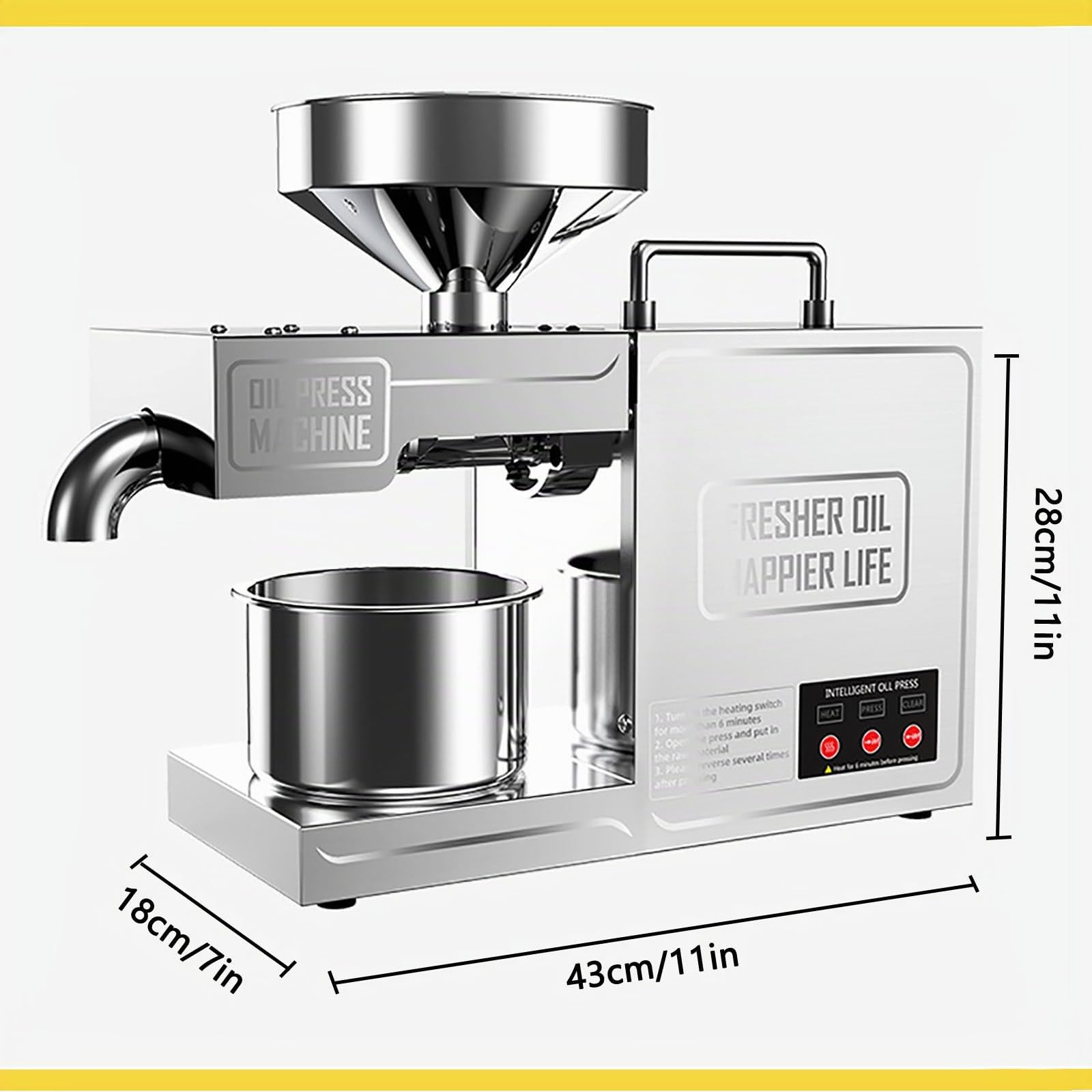 Prensa de Aceite de 820 W, Prensa en FríO y Caliente (No apto para prensar aceite de oliva) AutomáTica, EléCtrica, para Aguacate, Coco, Lino, Maní, Ricino, Semillas de Perilla