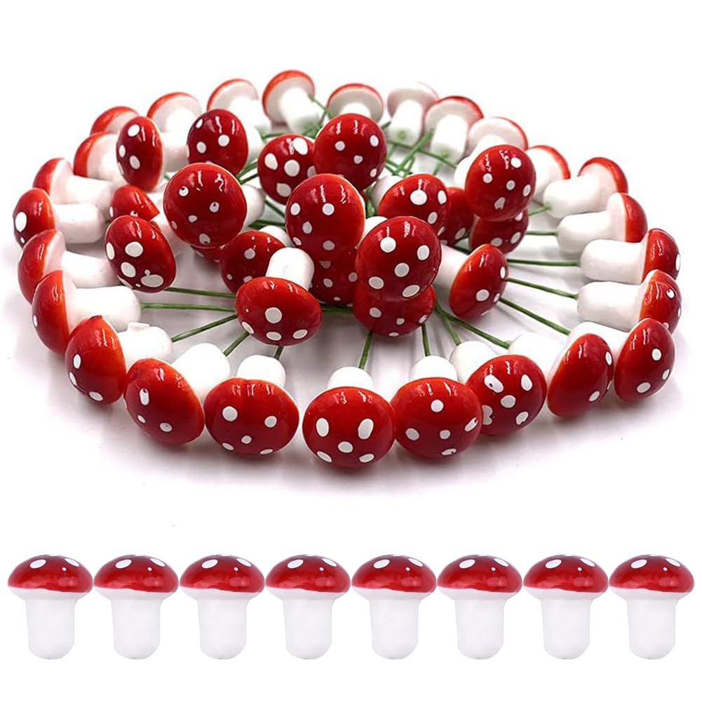 Setas de Jardín,Pequeñas Setas Decorativas,Mini Champiñón Espuma,Mini Setas de para Decoración de Jardín,Macetas,Estatua de maceteros,Plantas de Maceta DIY Micro,50pcs