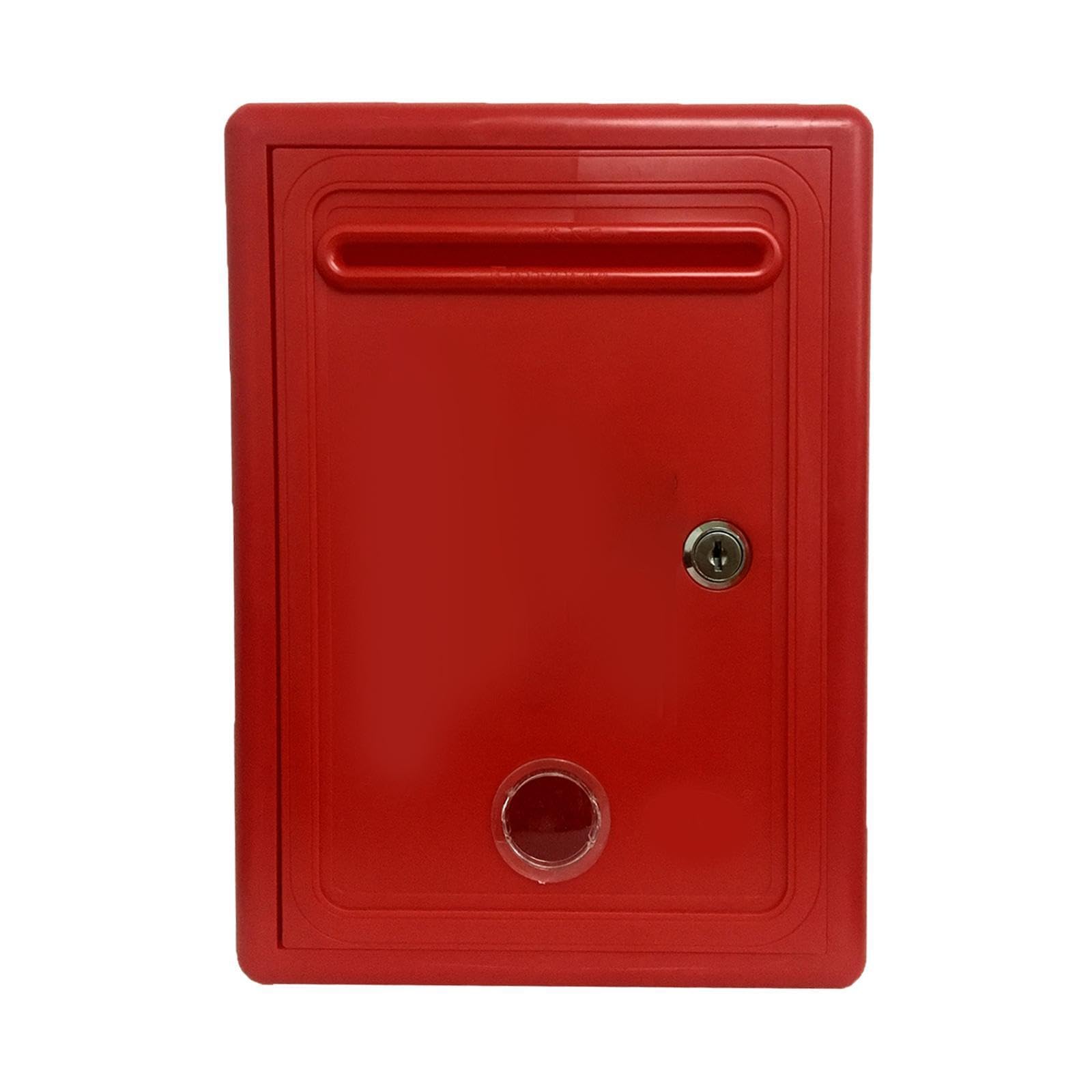 Robuster, abschließbarer Beschwerdekasten mit Sichtfenster, ideal für Büros, als Spendenbox oder wasserdichte Beschwerdebox, Rot