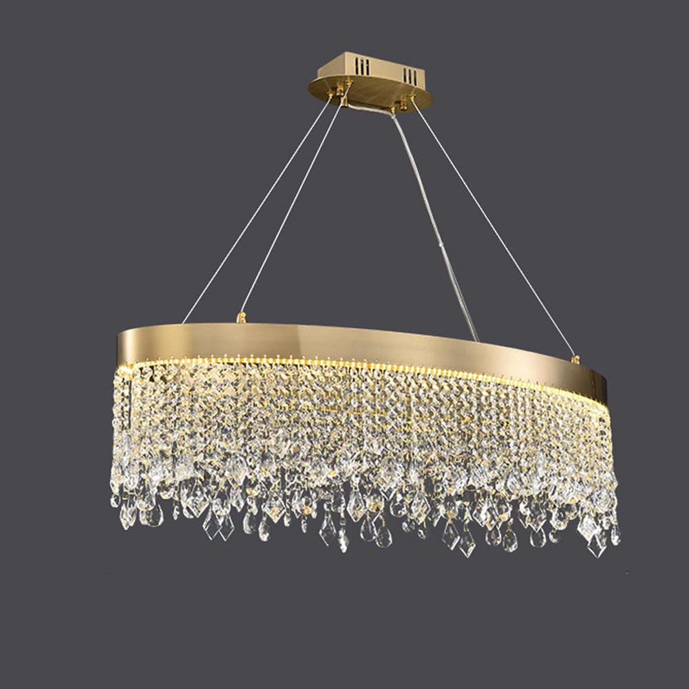 HXYSXHJUO Scandinavian simple light luxury circle crystal chandelier, modern tassel for villa bedroom dining room living lamps and lanterns,(oval) 120cm
