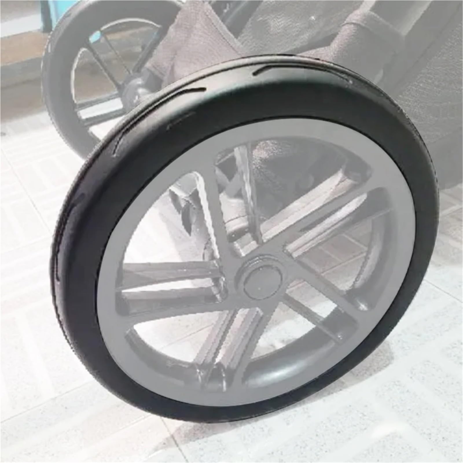 Pneu de poussette personnalisé compatible avec Jane Muum Buggy, roue avant ou arrière en polyuréthane sans chambre à air avec bande de roulement, accessoires de rechange pour bébé (1 pneu avant Muum)