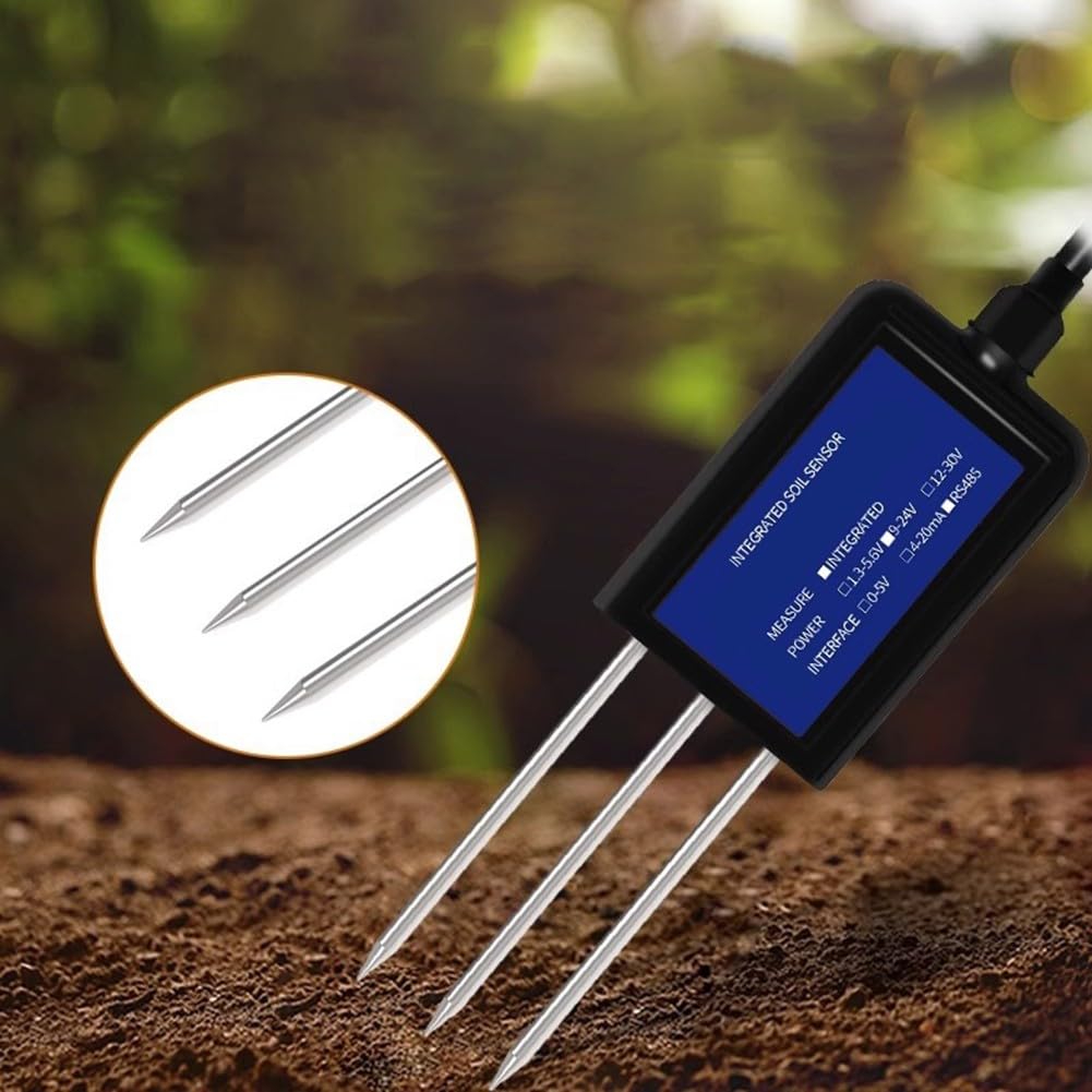 Medidor de humedad del suelo 7 en 1 con pH EC NPK sensor temperatura humedad humedad IP68 resistente al agua acero inoxidable reacción rápida para invernadero, jardín, agricultura, color