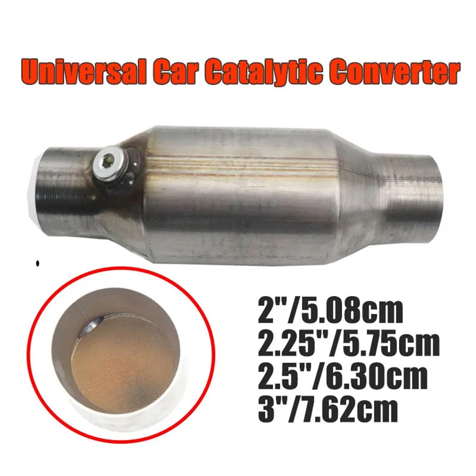 katalizator akcesoria Katalizator filtr 2'' 2,25'' 2,5'' 3" Uniwersalny katalizator z sondą tlenową 400 ogniw, tłumik o wysokim przepływie, okrągły, ze stali nierdzewnej(3 inch)