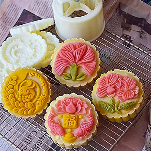 Moules 3D de pâtisserie en plastique : 4 formes à presser pour biscuits - 3