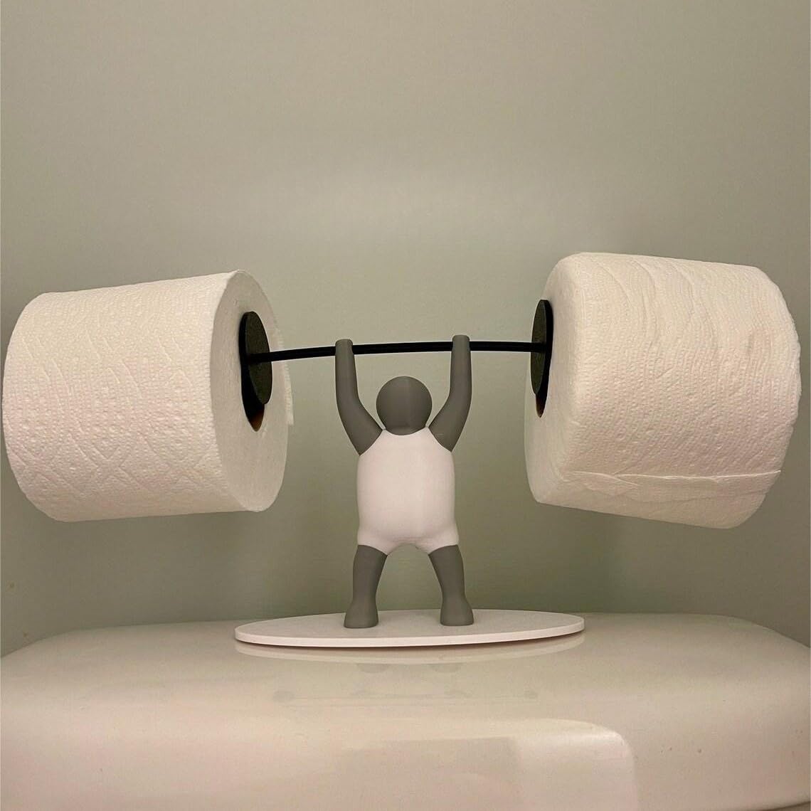 3D Weightlifting Toilet Paper Holder Stand - Fun and Functional Bathroom Accessories, Freestanding Plastic Design with Dumbbell Style Base, Holds Multiple Rolls, Perfect for Bathroom or Kitchen
