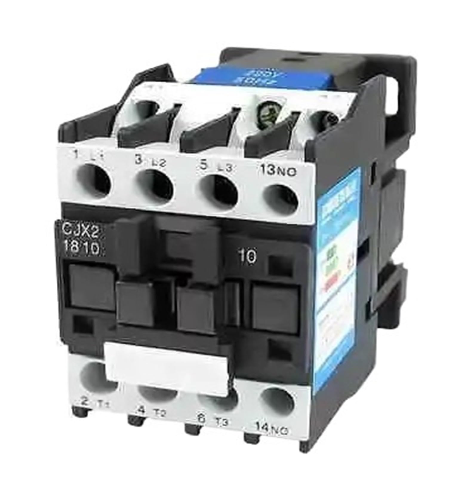 CJX2-1810 LC1 stycznik AC 18 A, 3-fazowy, 3-biegunowy, bez napięcia cewki 380 V, 220 V, 110 V, 36 V, 24 V, 50/60 Hz, montaż na szynie DIN 3P + 1NO normalnie otwarty | 3-fazowy (CJX2-1810(NO) 110 VAC)