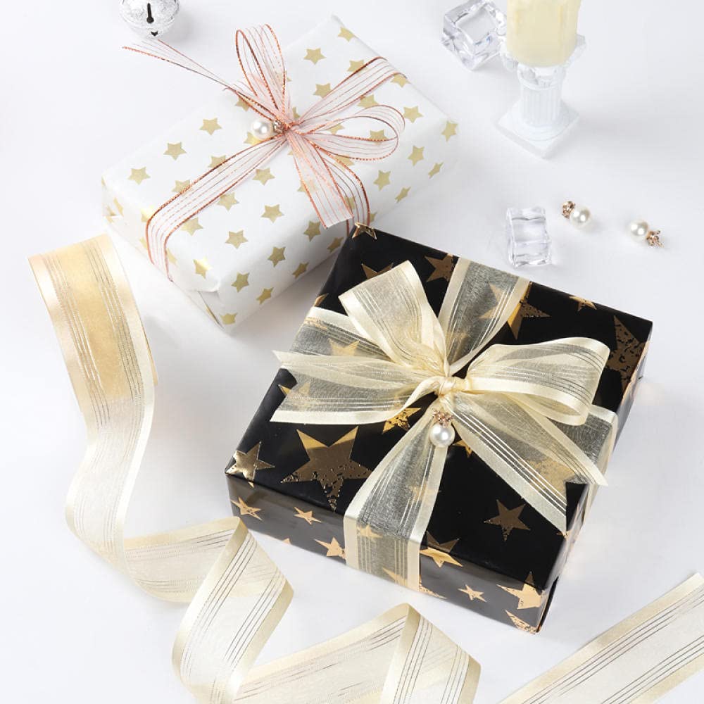 Ribbons For Gift Wrapping Ribbon For Fabric Satin Ribbons Wstążka Kwiaty Ślubne Dekoracyjne Wstążki Prezent Prezent Pakowanie Wstążki Gaza Ciasto Ogrodzenie Ze Złotą Wstążką-Queen Red (Szerokość 3,8 C
