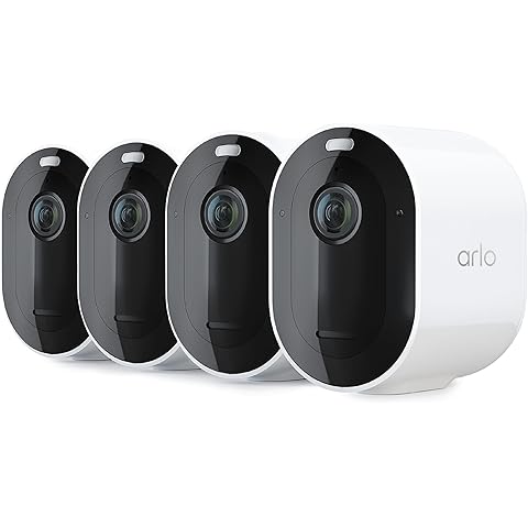 Arlo Pro 5S Spotlight Security Camera 2K HDR | Outdoor | Wireless | Dual-Band Wi-Fi Connects to Strongest Network |12X Zoom, 2-Way Audio, Siren, Color Night Vision,Live Stream(White, 4 Cameras)