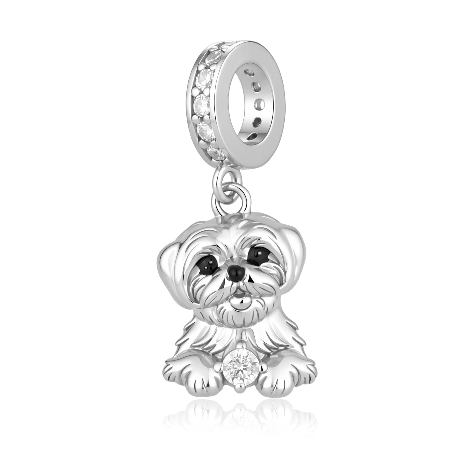 Abalorio de plata de ley 925 Shih Tzu compatible con pulseras finas 7