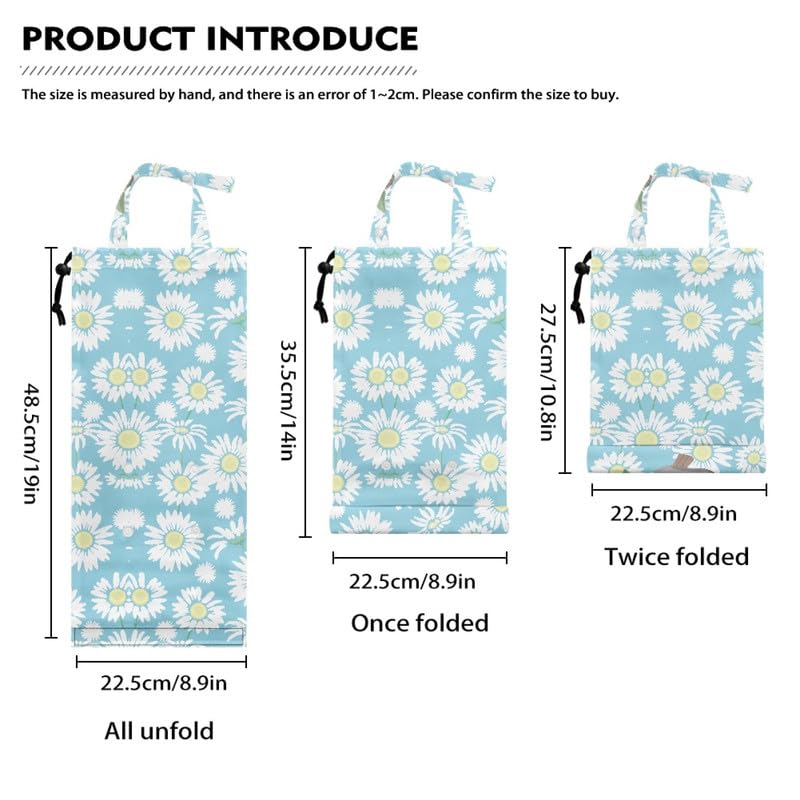 Image of Cartoon Koala Car Garbage Bag Hanger, Daisy Flower Trash Can, Blue for Kitchens, Bedrooms, Travel, Camping, Office Space