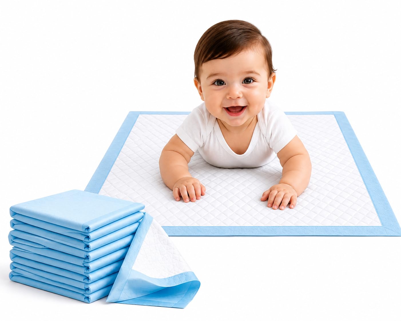 HygoMat Baby Disposable Changing Mats | 80x100 cm, Pack of 60 Combo Super Absorbent Leak-Proof Underpads | Ultra-Soft Anti-Bacterial Kids Diaper Changing Bed Protector Sheets| XXL-image-45