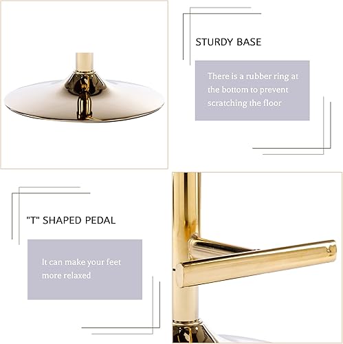 Miniatura 5 de KCC Taburetes de bar modernos de altura de mostrador, silla giratoria ajustable con respaldo alto copetudo, base cromada, anillo de cabeza de león