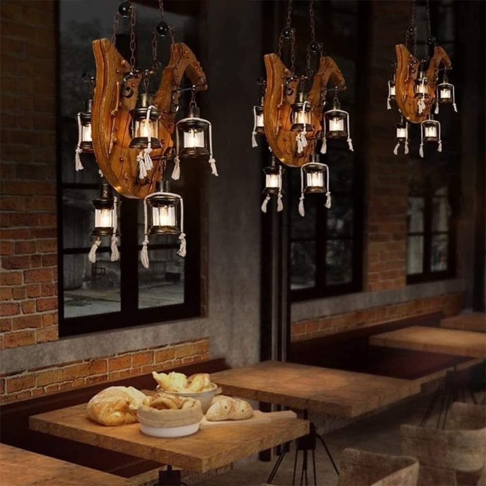 Lampa wisząca z drewna saksofonowego z 4 światłami