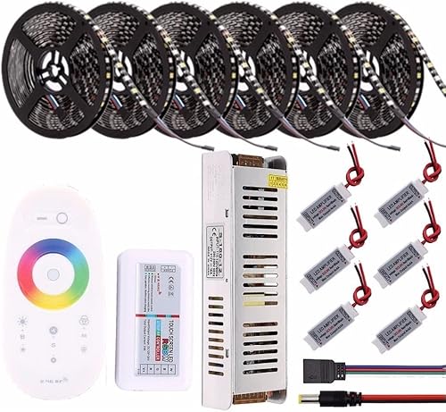 Fengyan Luces de paisaje RGB LED tira IP65 impermeable 5050 Balck PCB DC12V tira de luz LED cinta de neón flexible 2.4G controlador Navidad