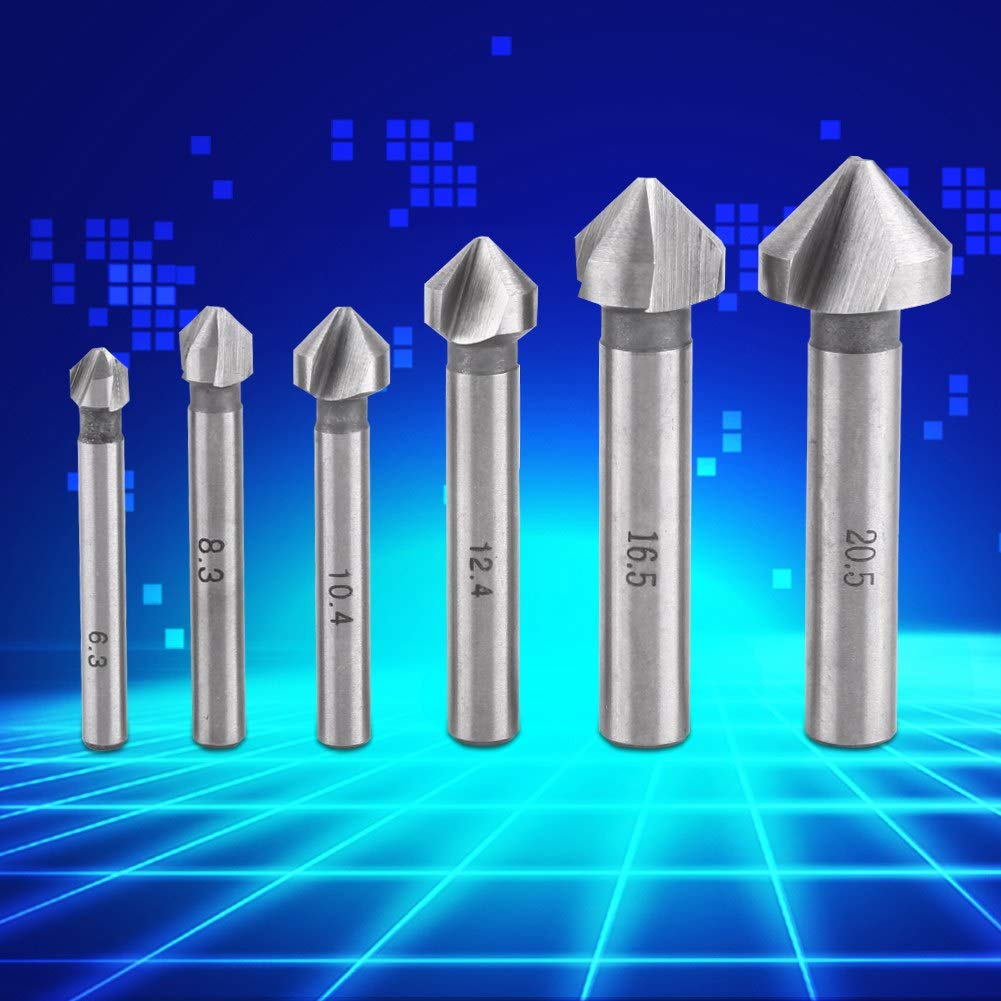 Svasatori 90 Gradi Metallo Set Svasatori Conici HSS 6 Pezzi TOOLMAYS - Rivestimento TiN Per Metallo E Legno Toolmays Professional