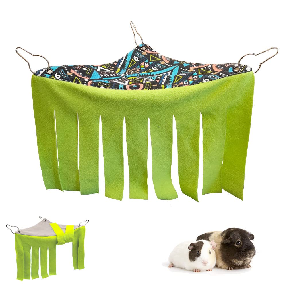 RIOUSSI Guinea Pig Hideout Hideaway Corner Peekaboo Toys Cage Accessories with Reversible Side, Geo/Gray-Green — image 1