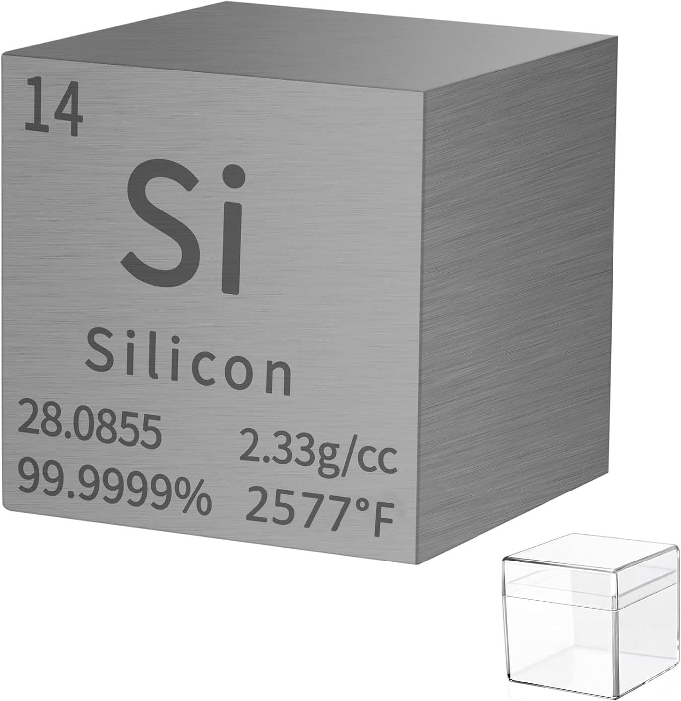 Silicon Cube Metal Density Cubes Pure Metal High Density Element Cube for Element Collections Lab Experiment Material Hobbies DIY Teacher Science Creative Gift (Si 1inch)