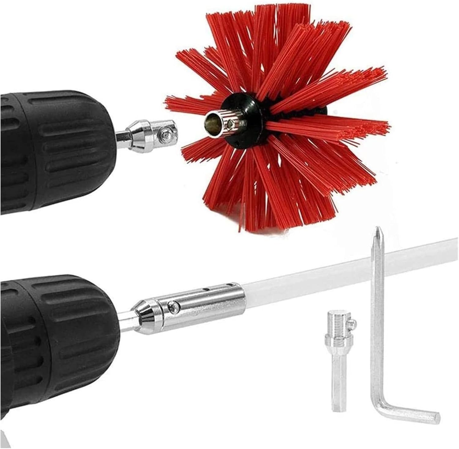 LIYUN Chimney Sweep kit Dryer Vent Cleaning Brush Kit, Multi-Scene Durability Chimney Brush with Flexible Nylon Rod, Multi-Purpose Lint Cleaning Brush for Drill,Chimneys, Fireplaces(6 Rods,410mm)