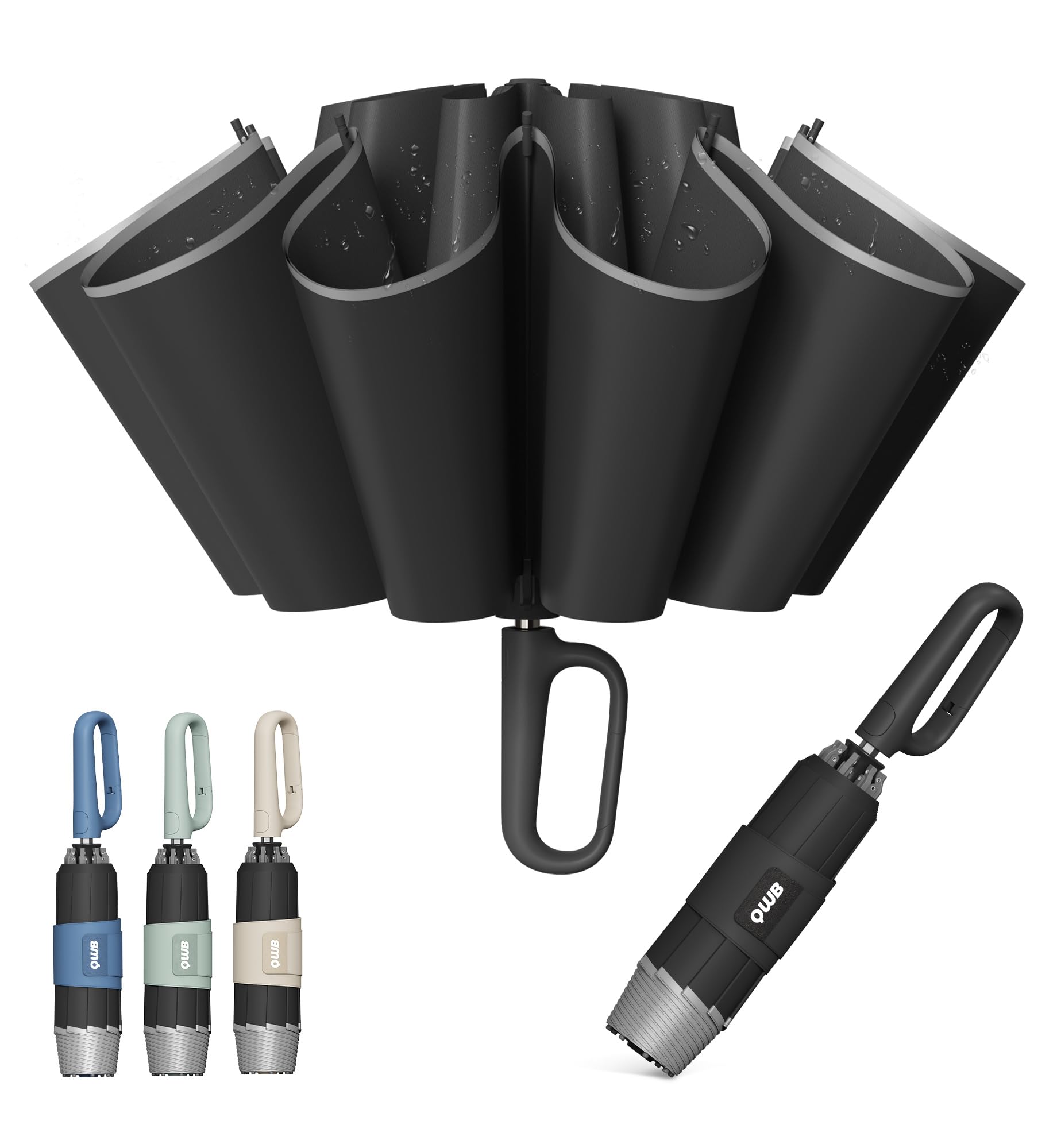 QWB Inverted Umbrella with Auto Open Close Windproof Compact Travel