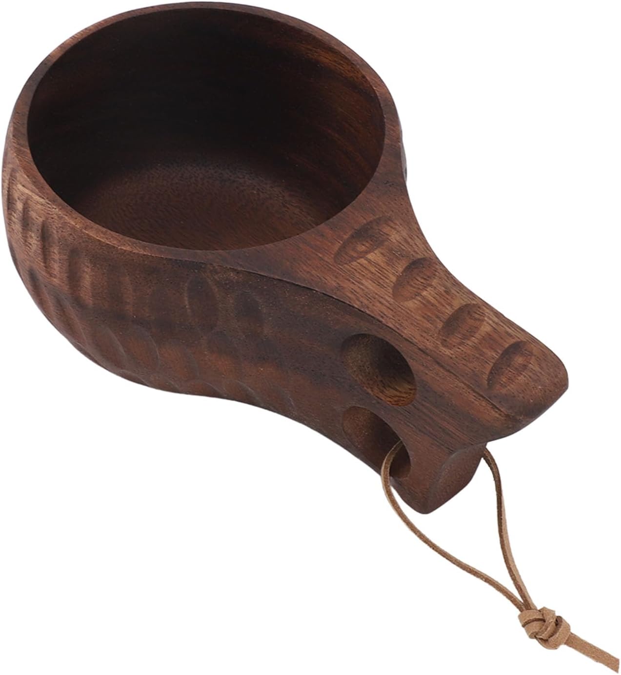 Wooden Coffee Cup,350ML Nordic Style Wooden Cup with Handle Portable Multifunctional Wood Mug Drinking Cup for Coffee Tea Milk Beverages (Dark Wood Color)