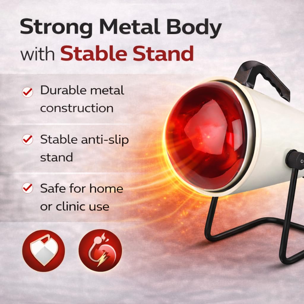 Care Of India Infrared Heat Lamp for Body Pain Relief, Heat Therapy Treatment, Swelling Relief, Red 3