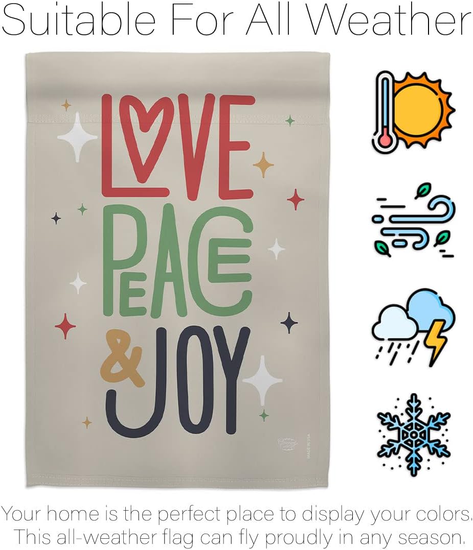 Love Peace Joy Small Flag Tapestry Christmas Gifts Marry Xmas House Flag Holy Wall Art Present Reindeer Santa Feliz Navida Room Indoor Winter Banner Season Garden Yard Outdoor Decorations Made In USA