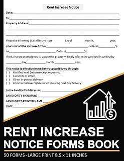Rent Increase Notice Forms Book: Tenancy Fee Increase Notification Form | Rent Increase Notice Letters for Landlords to Notify Tenant Fee Changes | 50 Forms